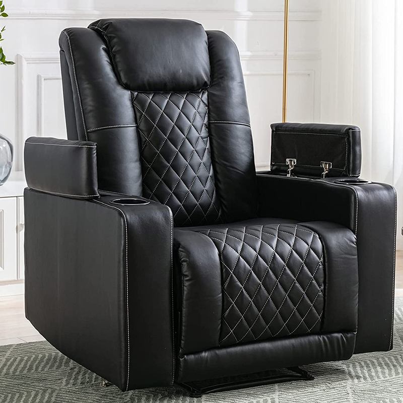 Soft Leather Electric Power Recliner för vuxna med USB-portar och mugghållare